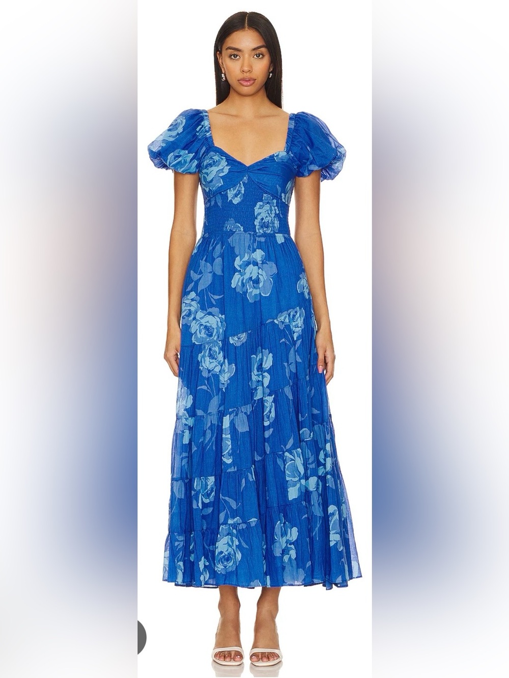 Free People/Urban Outfitters Sun-drenched Floral Puff-Sleeve Maxi Dress, Size M.